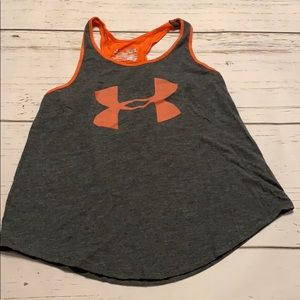 gray under armour tank top with organs logo